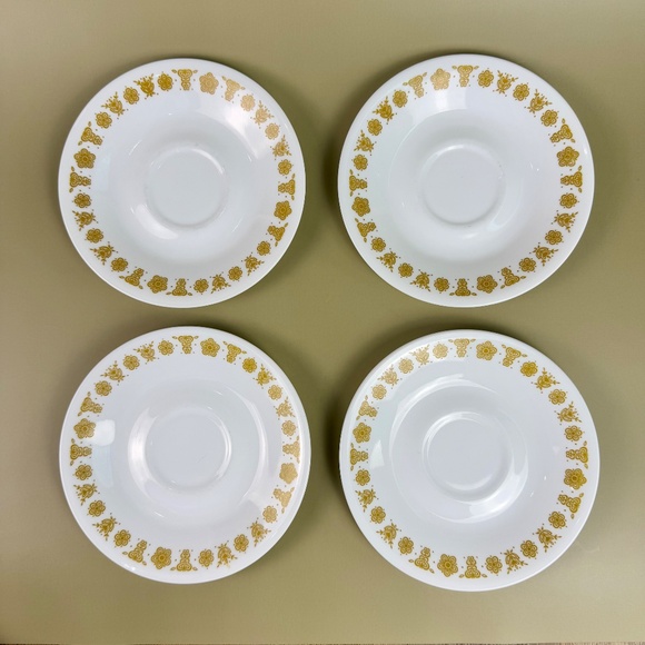 Set of 4 Corelle Livingware "Butterfly Gold" Saucers – Vintage Corning USA - Picture 2 of 14